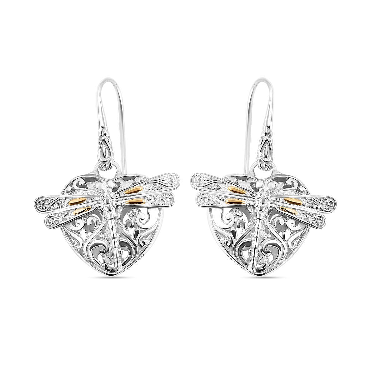 Royal Bali Collection - 18K Yellow Gold & Sterling Silver Dragonfly Earrings