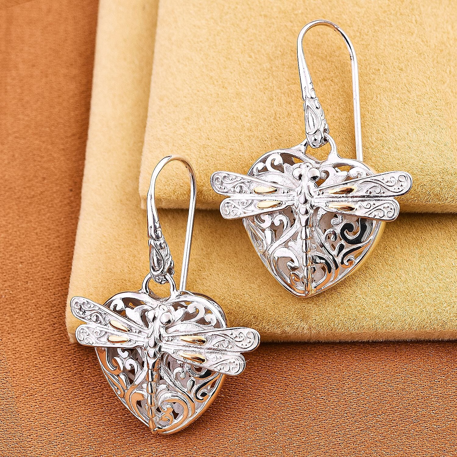 Royal Bali Collection - 18K Yellow Gold & Sterling Silver Dragonfly Earrings