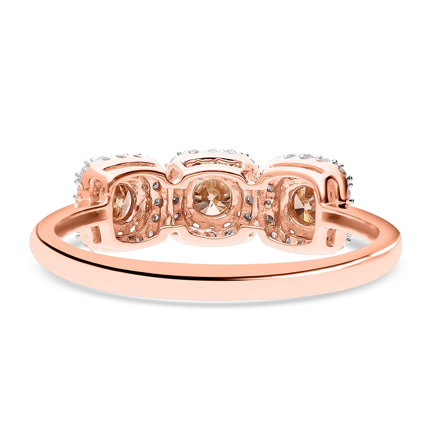 9K Rose Gold SGL Certified Natural Champagne Diamond & White Diamond Ring 1.00 Ct