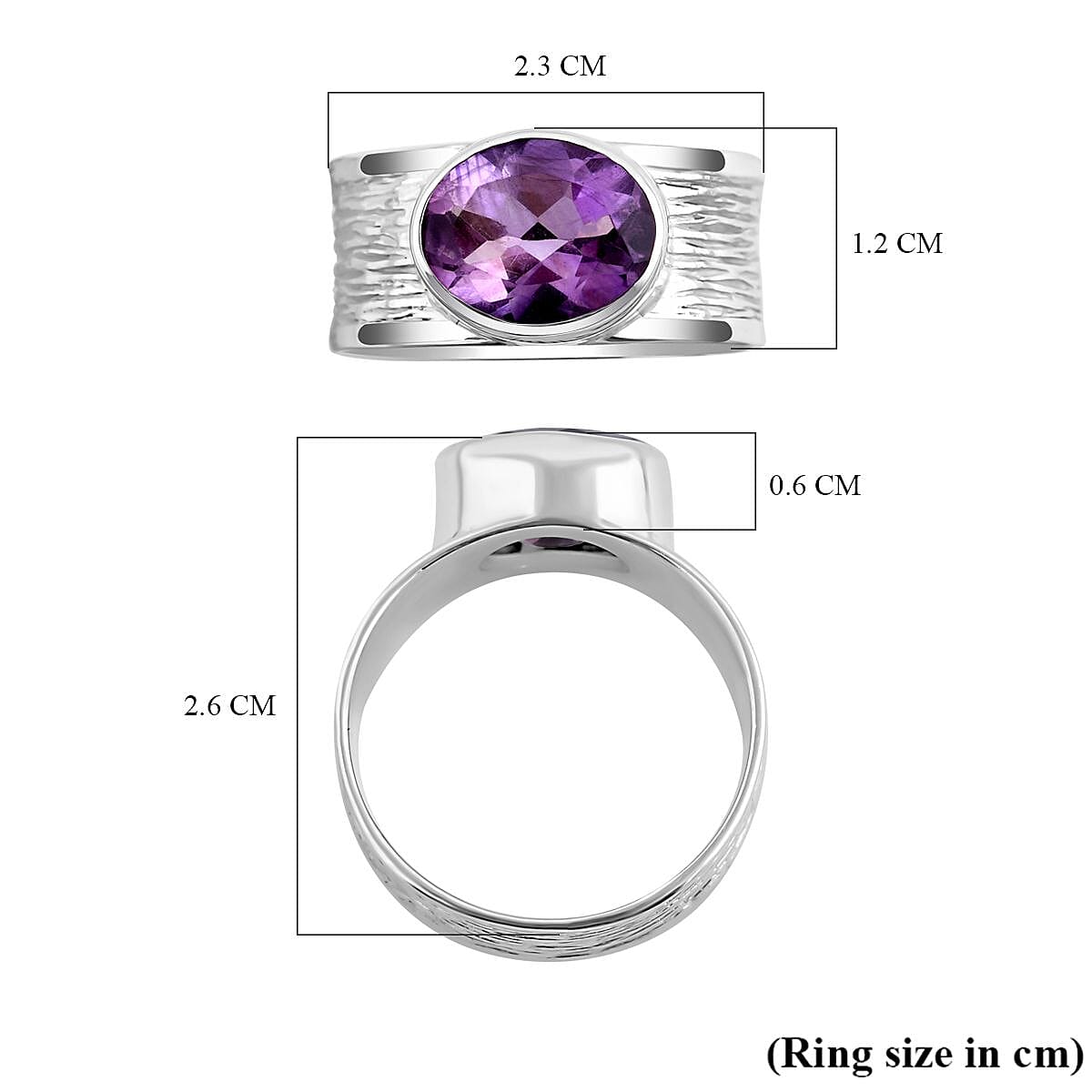 Royal Bali Collection - Amethyst Solitaire Ring in Sterling Silver 3.25 Ct