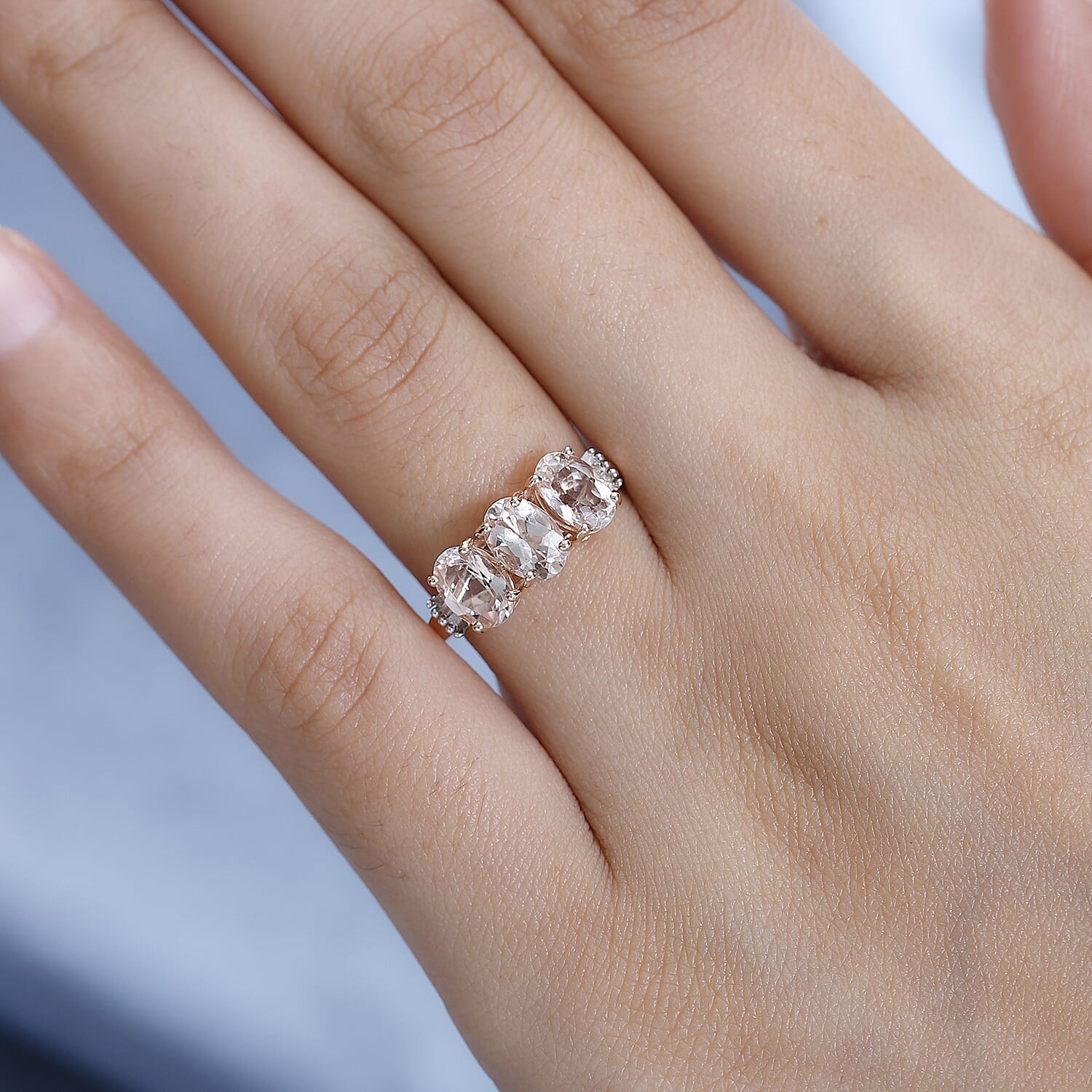 9K Rose Gold Marropino Morganite & Diamond Ring 2.15 Ct