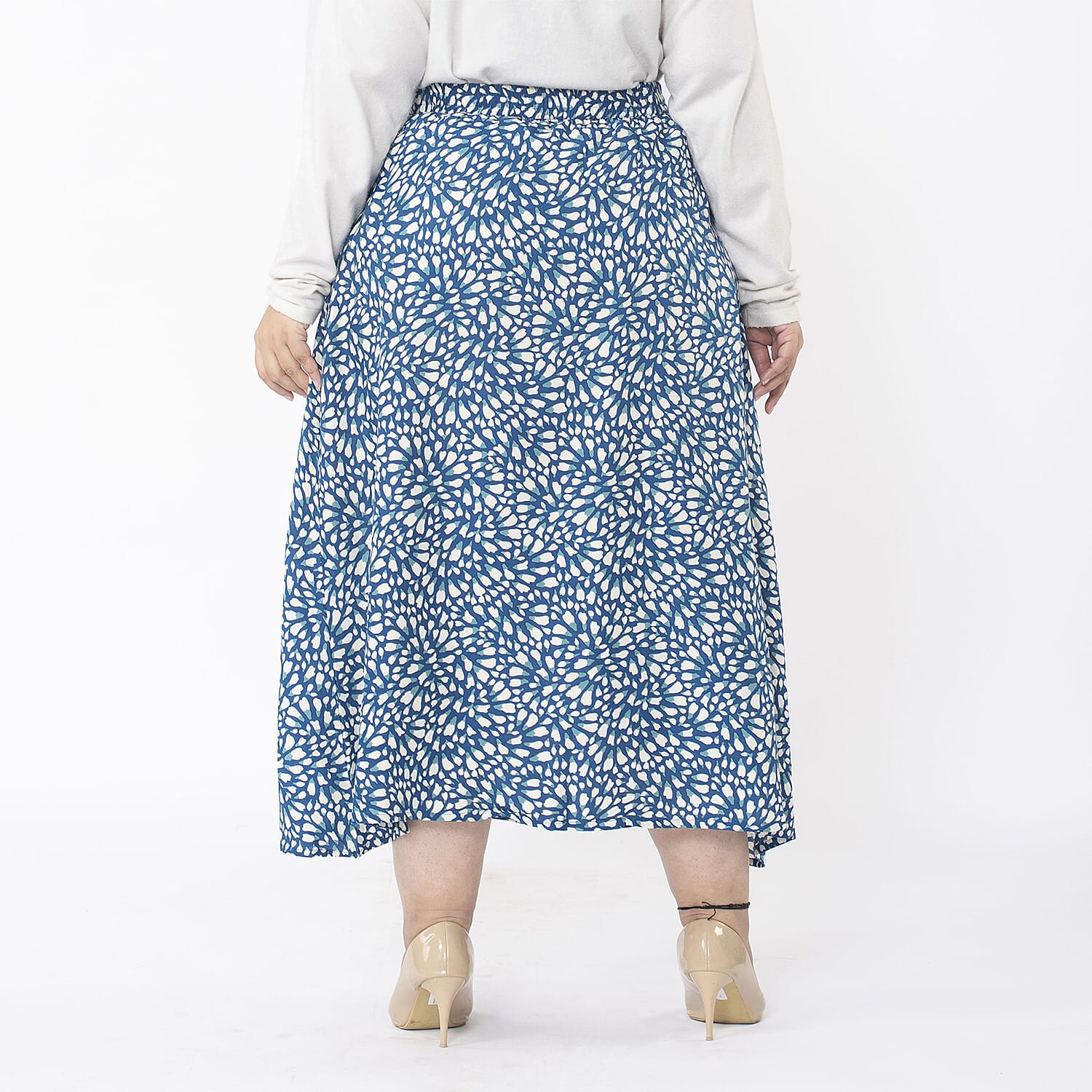 Tamsy Viscose Solid Skirt - Navy