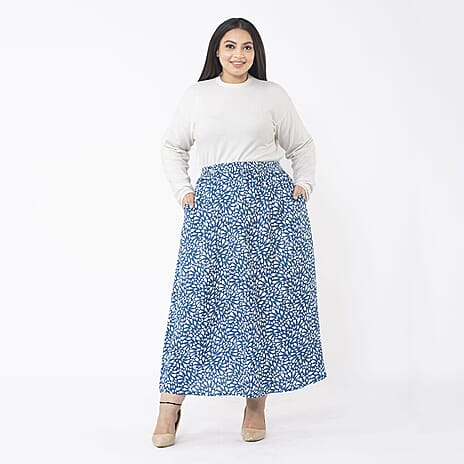 TAMSY 100% Viscose Zebra Printed Skirt With Elastic on Waist (Size XXL) - Beige - Black