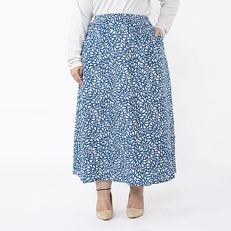 TAMSY 100% Viscose Zebra Printed Skirt With Elastic on Waist (Size XXL) - Beige - Black