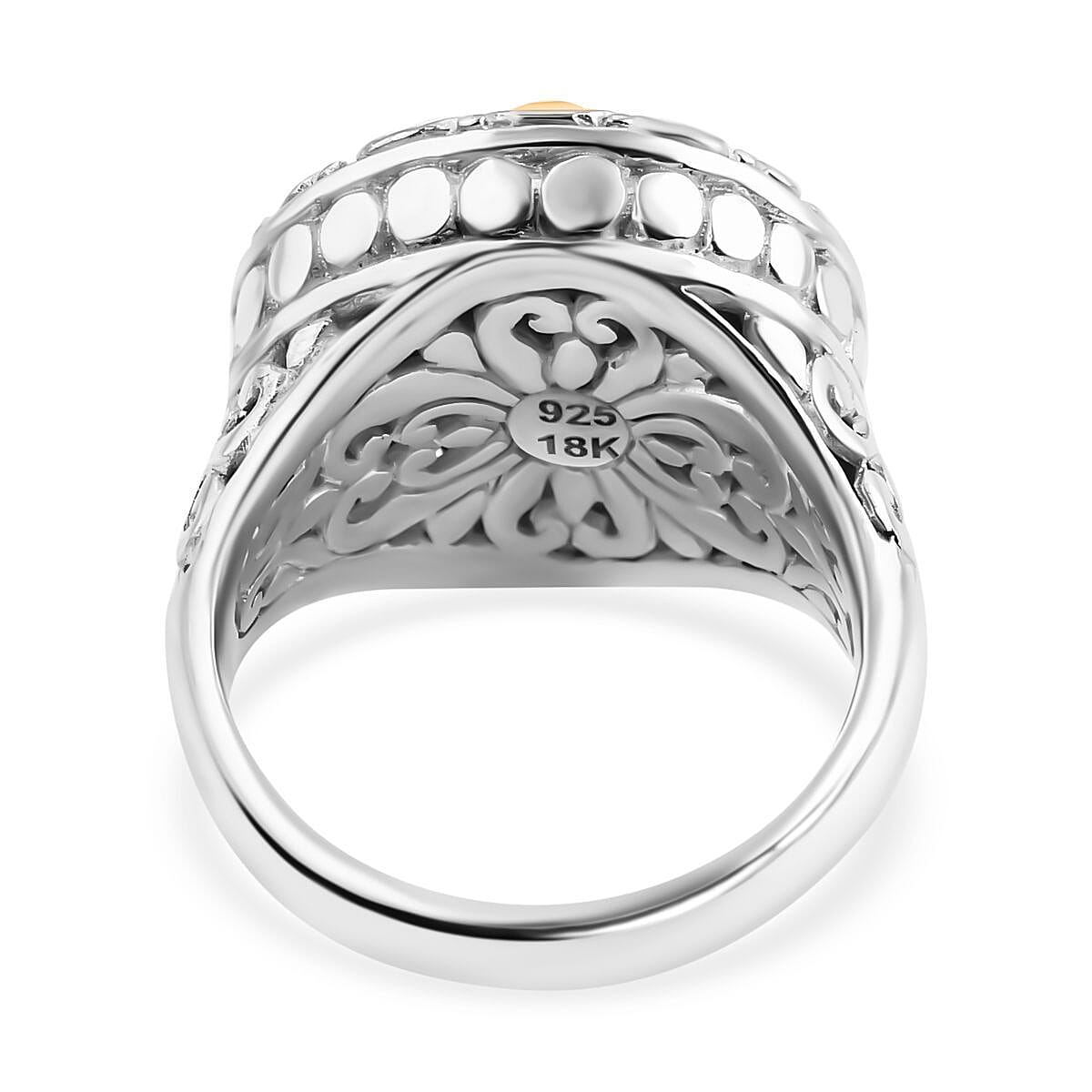 Royal Bali Iconic Collection - 18K Yellow Gold and Sterling Silver Filigree Ring, Silver Wt 8.80 GM Royal Bali Iconic Collection - 18K Yellow Gold and Sterling Silver Filigree Ring, Silver Wt 8.80 GM