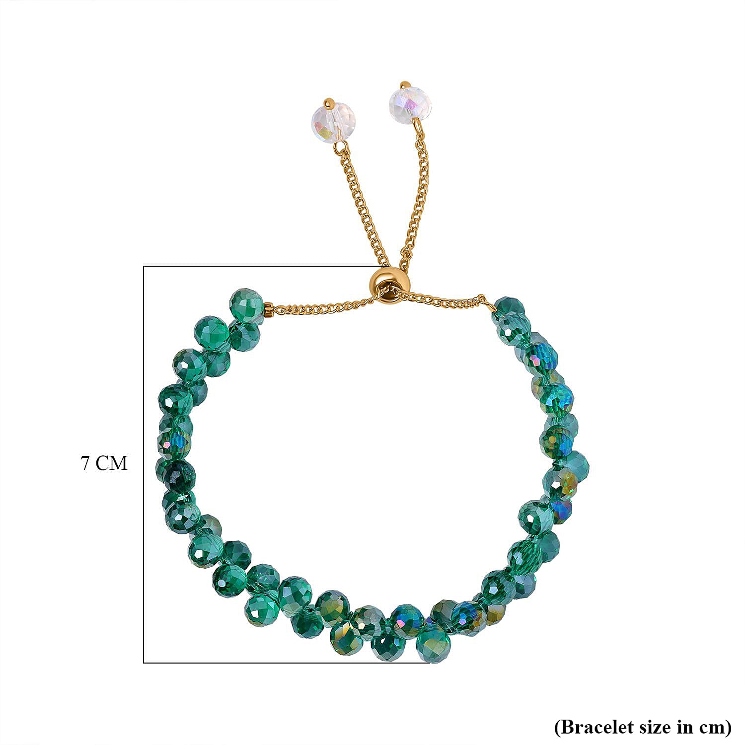 Fancy Faceted Crystal Bolo Bracelet- Green