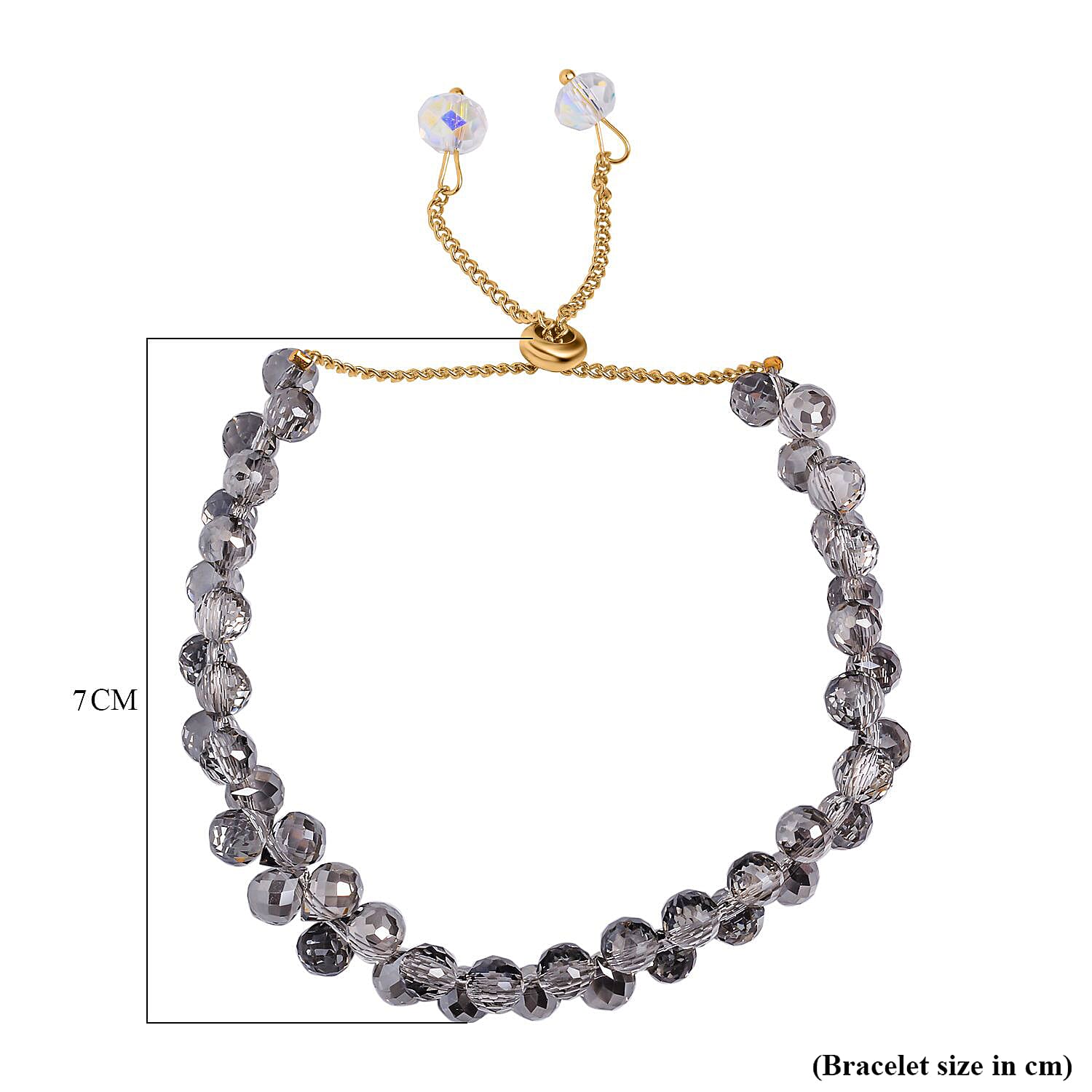 Fancy Faceted Crystal Bolo Bracelet- Grey