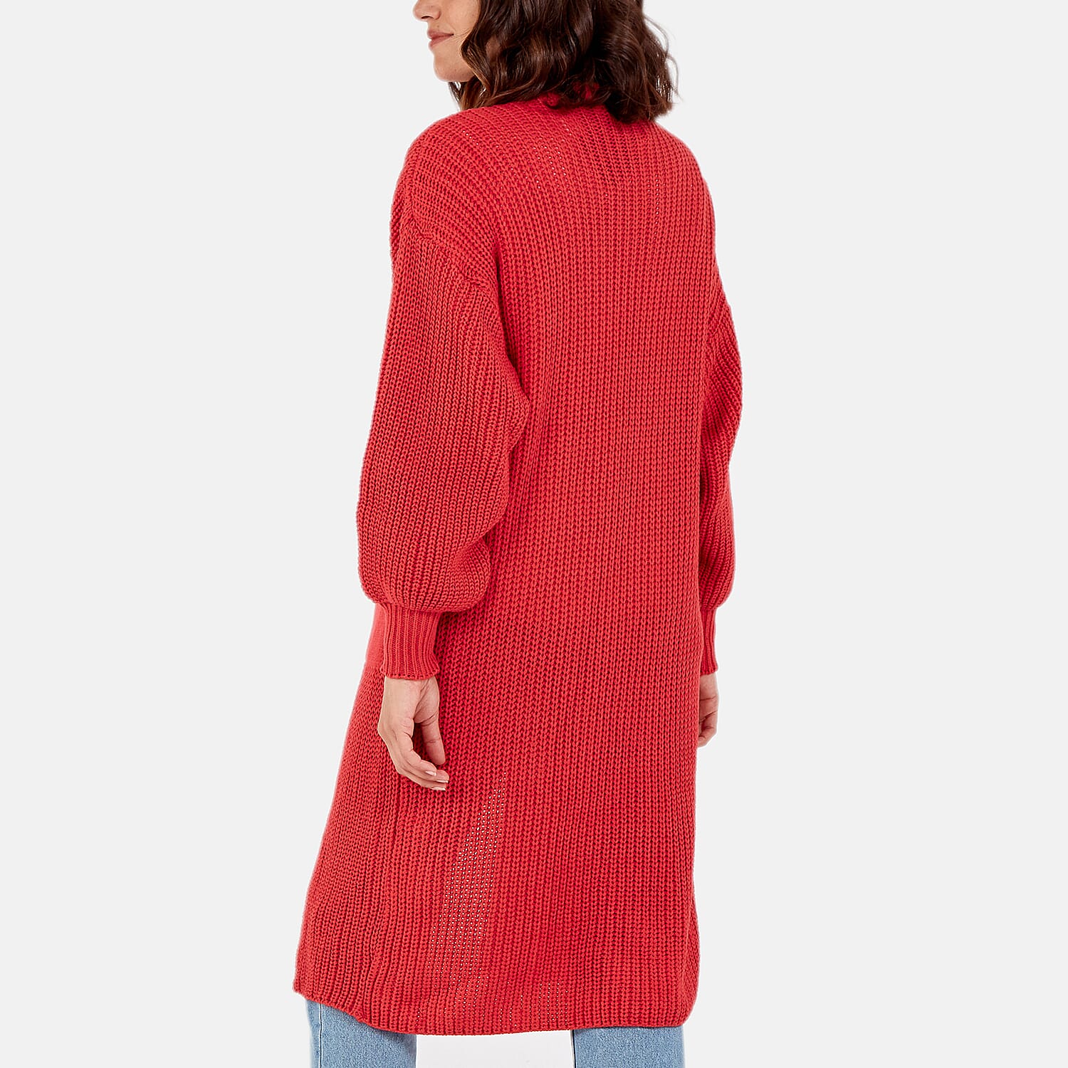 NOVA OF LONDON Edge to Edge Knitted Long Cardigan (One Size, 8-18) - Red