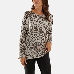 NOVA OF LONDON Leopard Pattern Knitted Jumper (One Size 8-18) - Camel