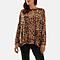 NOVA OF LONDON Leopard Pattern Knitted Jumper (One Size 8-18) - Camel