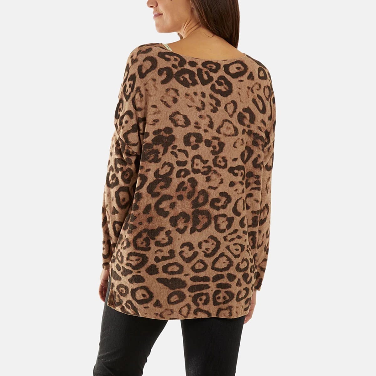 NOVA OF LONDON Leopard Pattern Knitted Jumper (One Size 8-18) - Camel