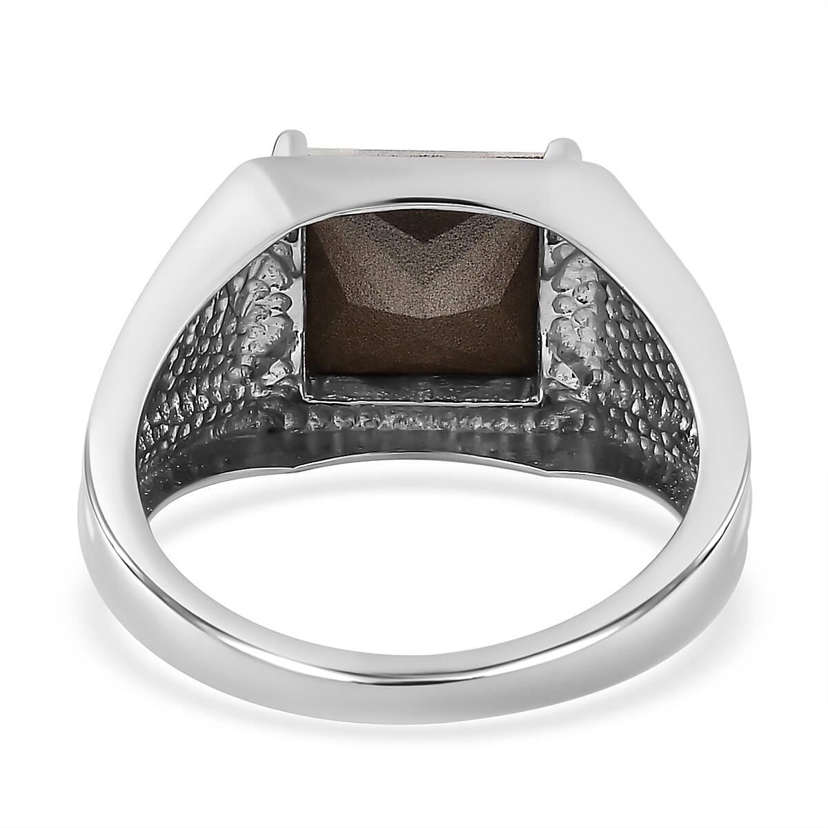 White Finest Austrian Crystal Mens Ring in Platinum Overlay Sterling Silver