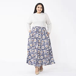 Tamsy Viscose Solid Skirt - Navy