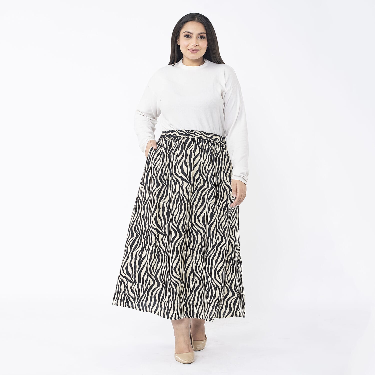 Tamsy Viscose Solid Skirt - Navy