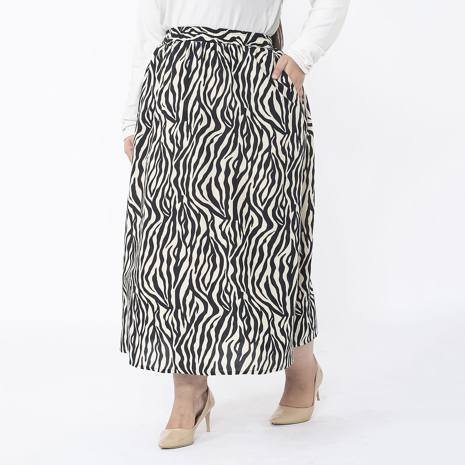 Tamsy Viscose Solid Skirt - Navy