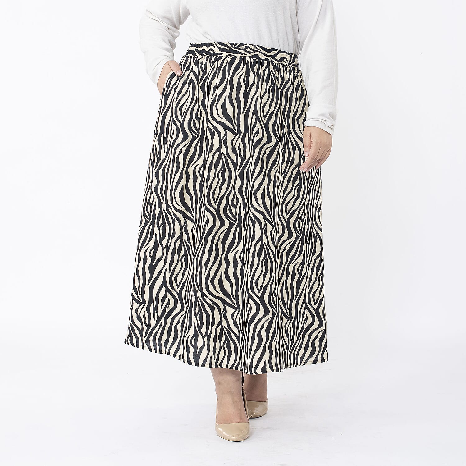 Tamsy Viscose Solid Skirt - Navy