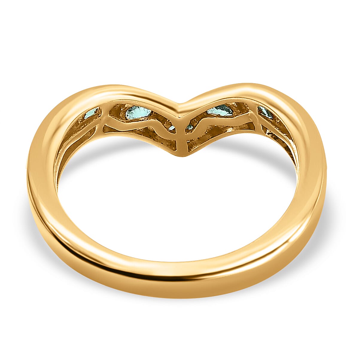 AAA Gemfields Emerald Chevron Ring in 18K Yellow Gold Vermeil Plated Sterling Silver