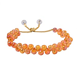 White Mystic Crystal Bolo Bracelet (Size 6.5 to 9.5) in Yellow Tone