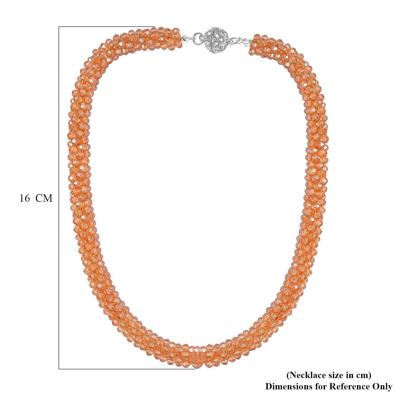 NY Close Out Deal- Champagne Crystal Necklace With Magnetic Clasp (Size - 20) in Silver Tone NY Close Out Deal- Champagne Crystal Necklace With Magnetic Clasp (Size - 20) in Silver Tone