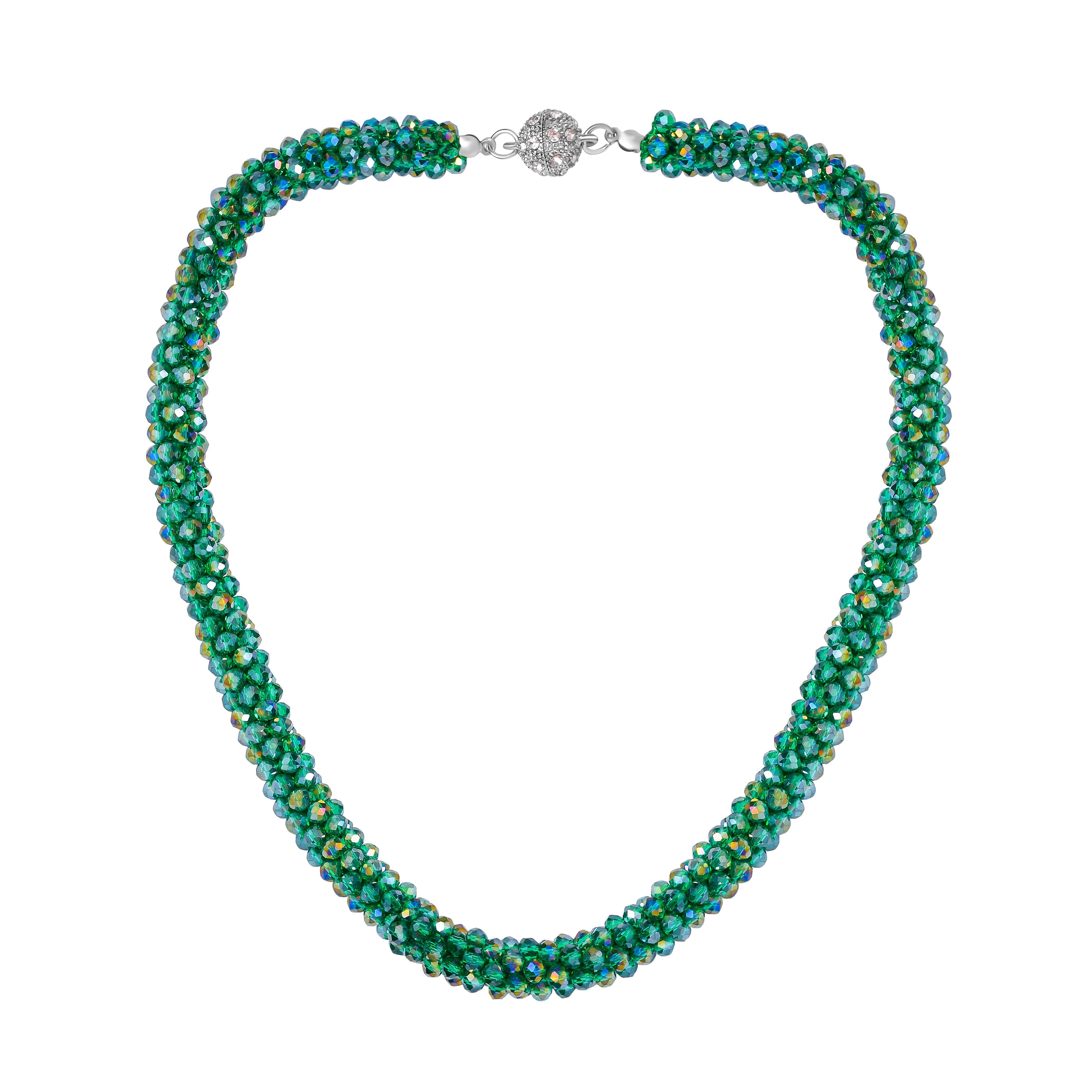 NY Close Out Deal - Neon Green Austrian Crystal Necklace (Size - 20) With Magnetic Clasp