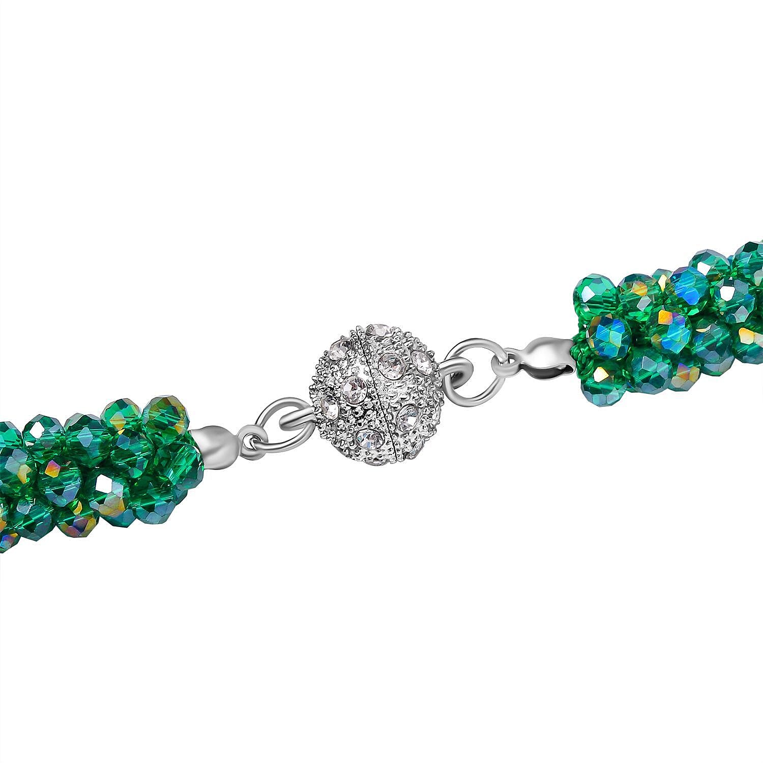 NY Close Out Deal - Neon Green Austrian Crystal Necklace (Size - 20) With Magnetic Clasp