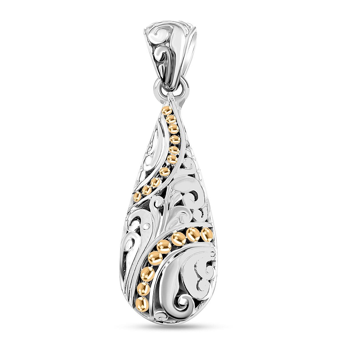 Royal Bali Collection - Limited Edition - 18K Yellow Gold and Sterling Silver Teardrop Pendantt