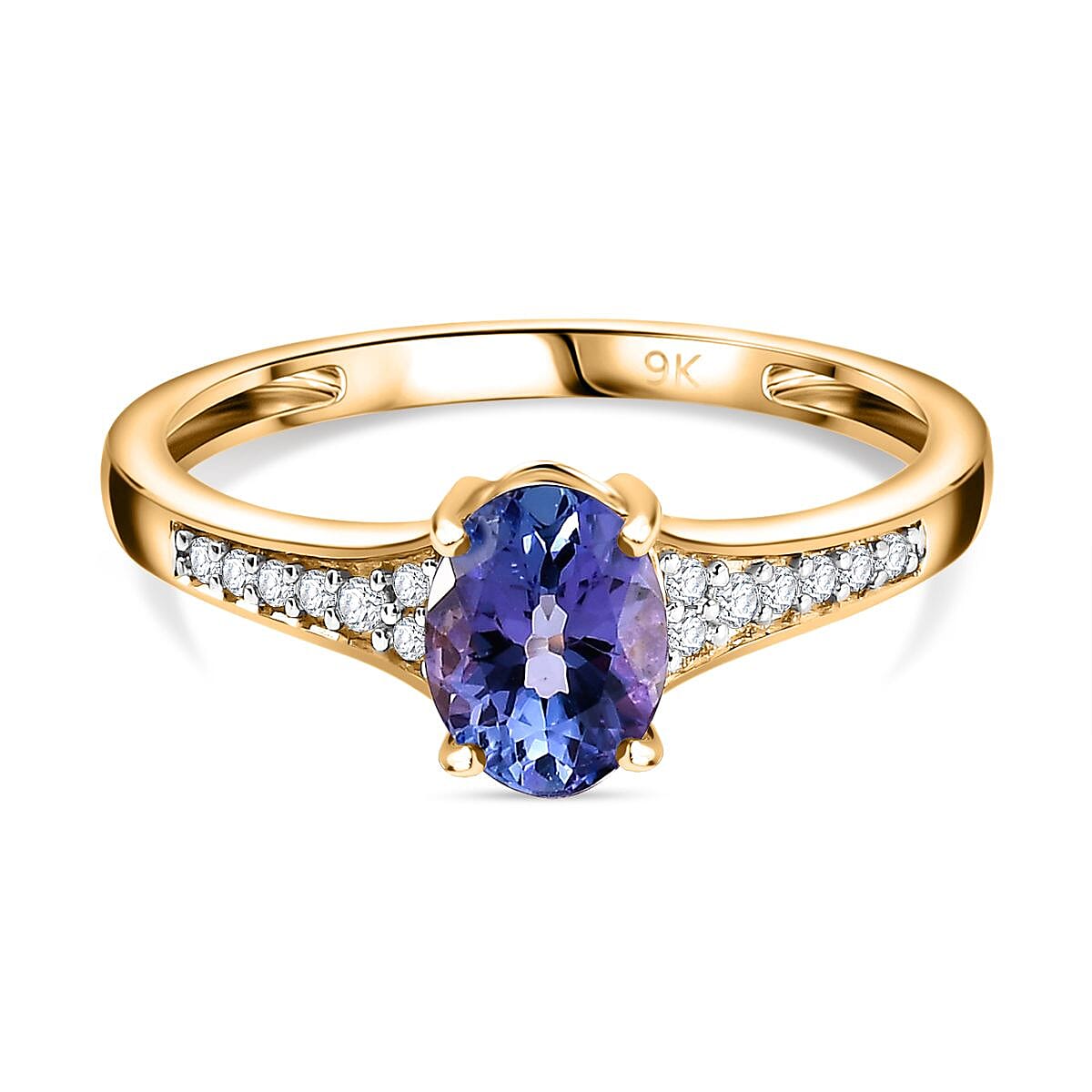 9K Yellow Gold Lilac Tanzanite & Moissanite Ring