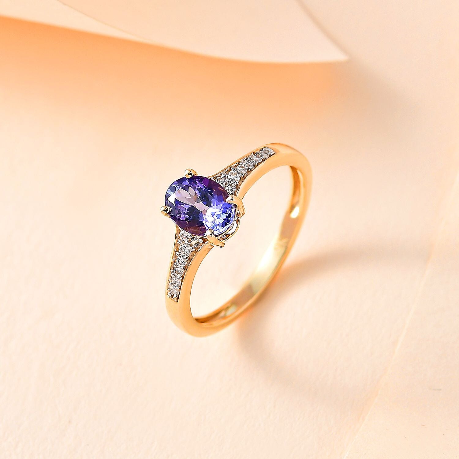 9K Yellow Gold Lilac Tanzanite & Moissanite Ring