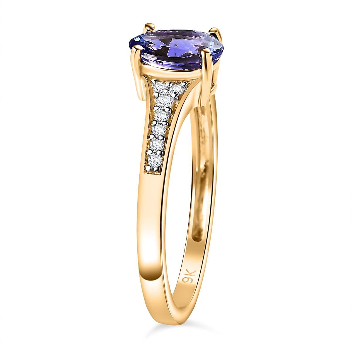 9K Yellow Gold Lilac Tanzanite & Moissanite Ring