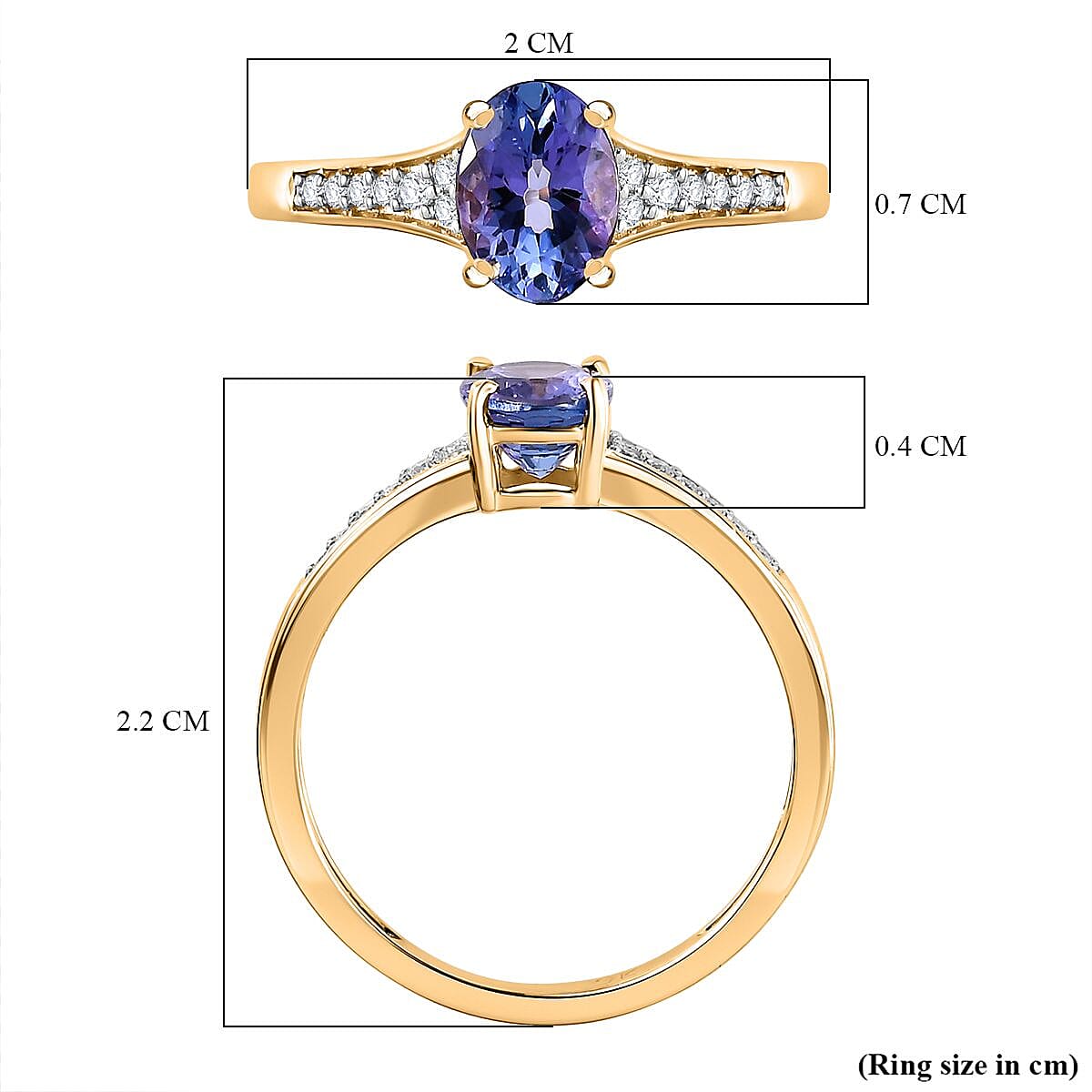 9K Yellow Gold Lilac Tanzanite & Moissanite Ring