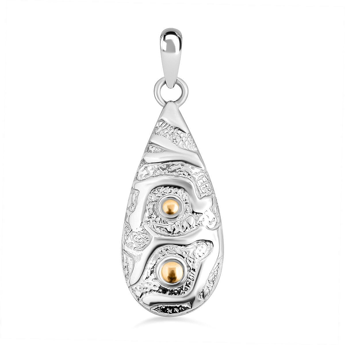 Royal Bali Collection - 18K Yellow Gold and Sterling Silver Teardrop Pendant