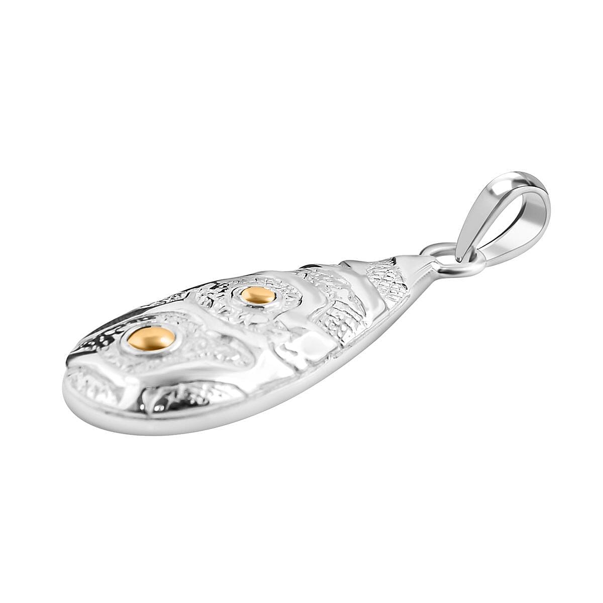 Royal Bali Collection - 18K Yellow Gold and Sterling Silver Teardrop Pendant