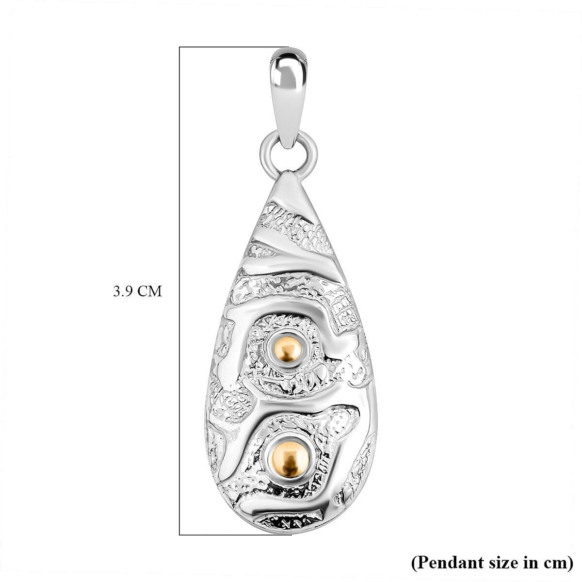 Royal Bali Collection - 18K Yellow Gold and Sterling Silver Teardrop Pendant