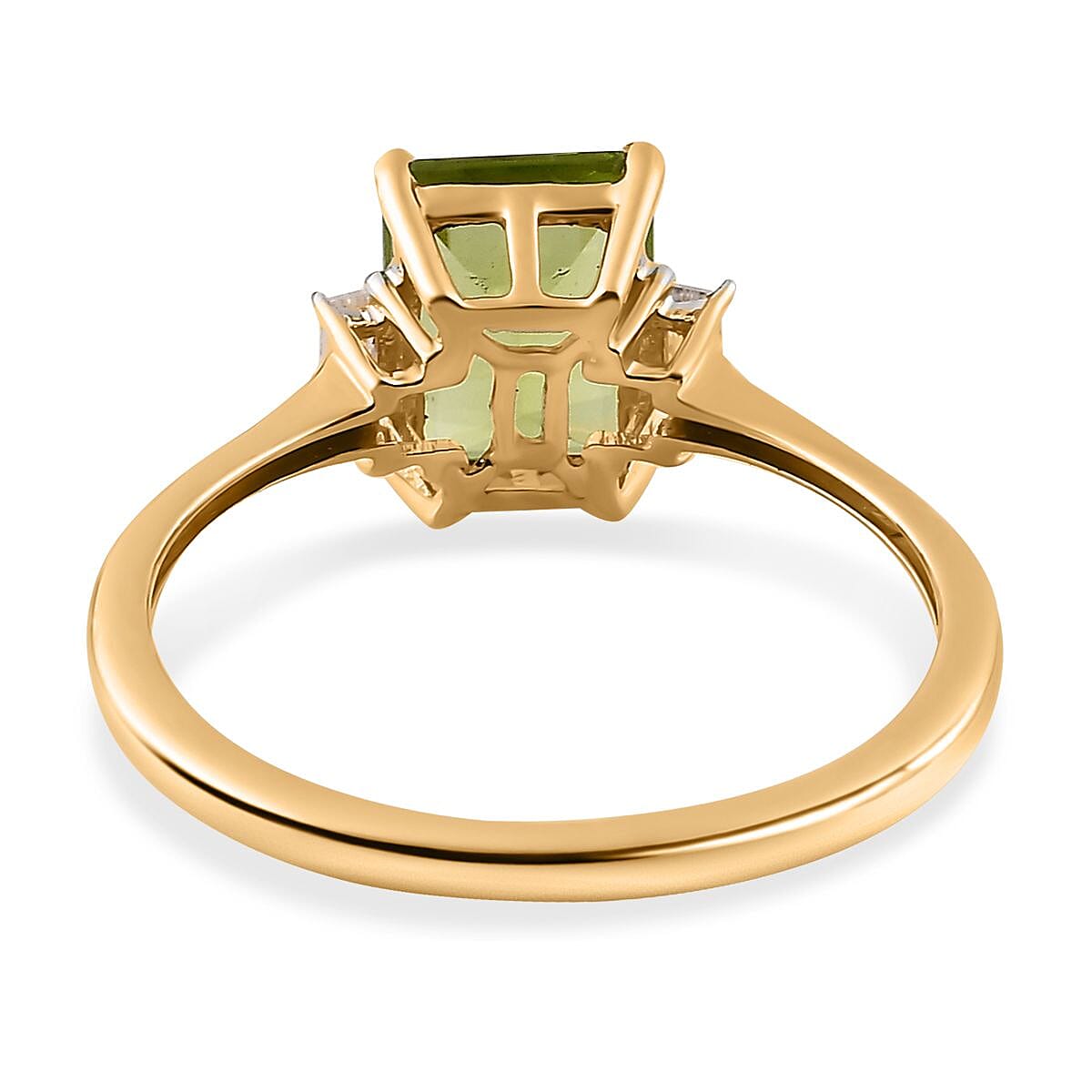 9K Yellow Gold Hebei Peridot & Moissanite Ring 1.71 Ct. 9K Yellow Gold Hebei Peridot & Moissanite Ring 1.71 Ct.