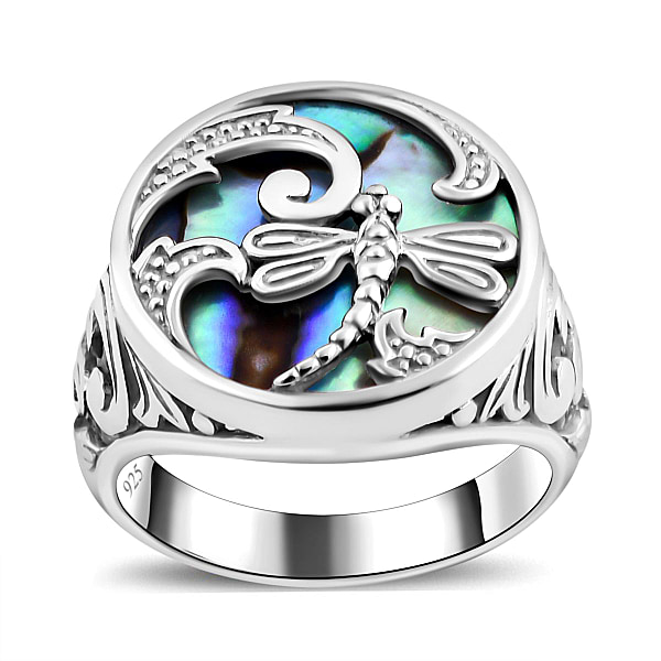 Dragonfly on a Net Ring – Super Silver