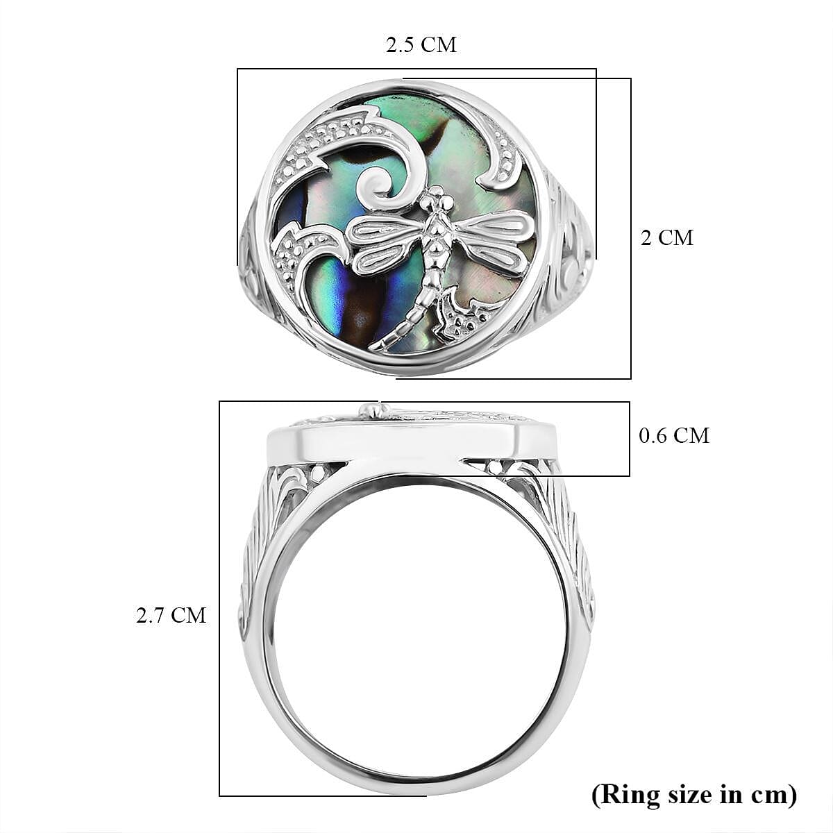 Royal Bali Collection - Abalone Shell Butterfly Ring in Sterling Silver, Silver Wt 5.40 GM