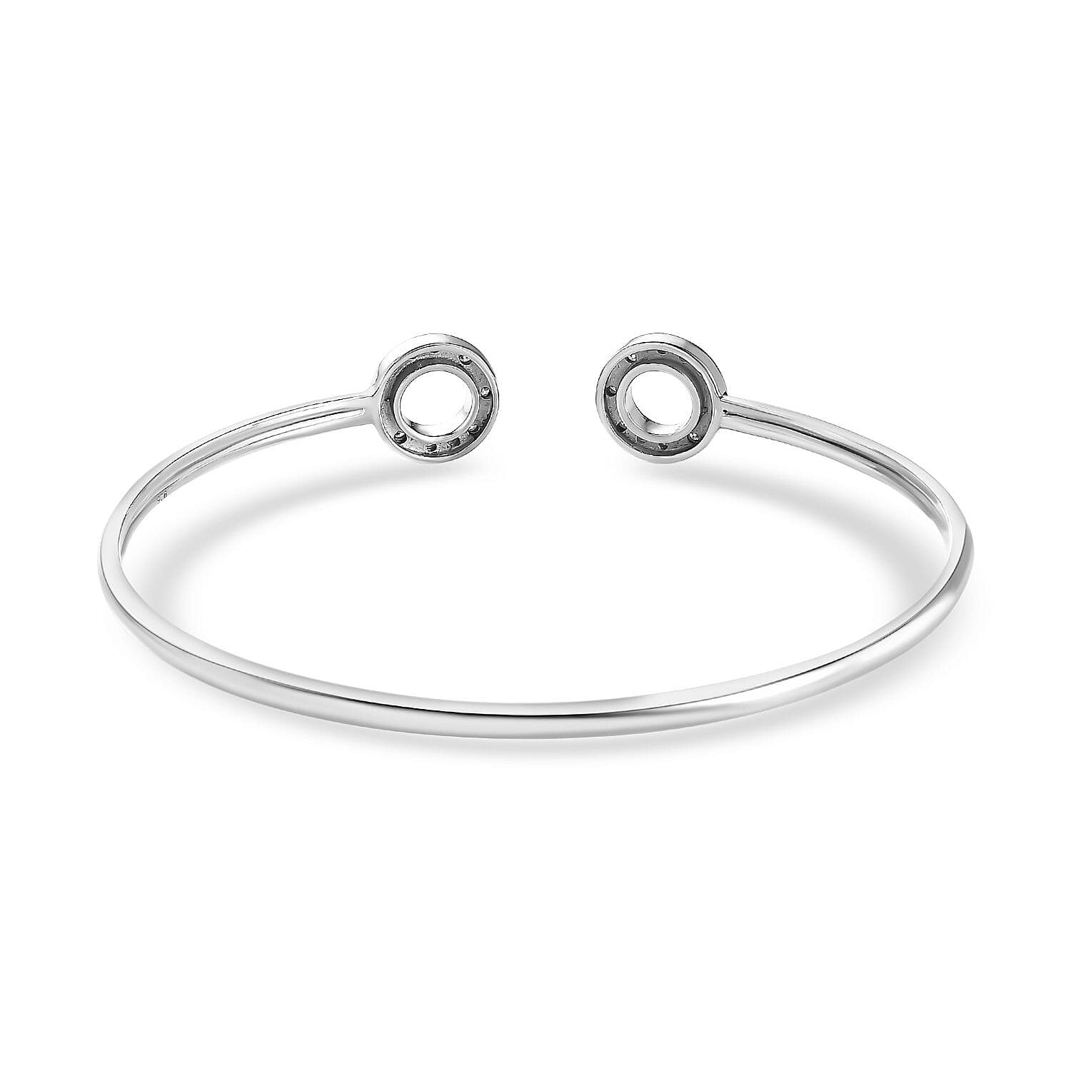 Moissanite Open Circle Bangle (Size 7.5) in Platinum Overlay Sterling Silver, Silver Wt 6.73 GM