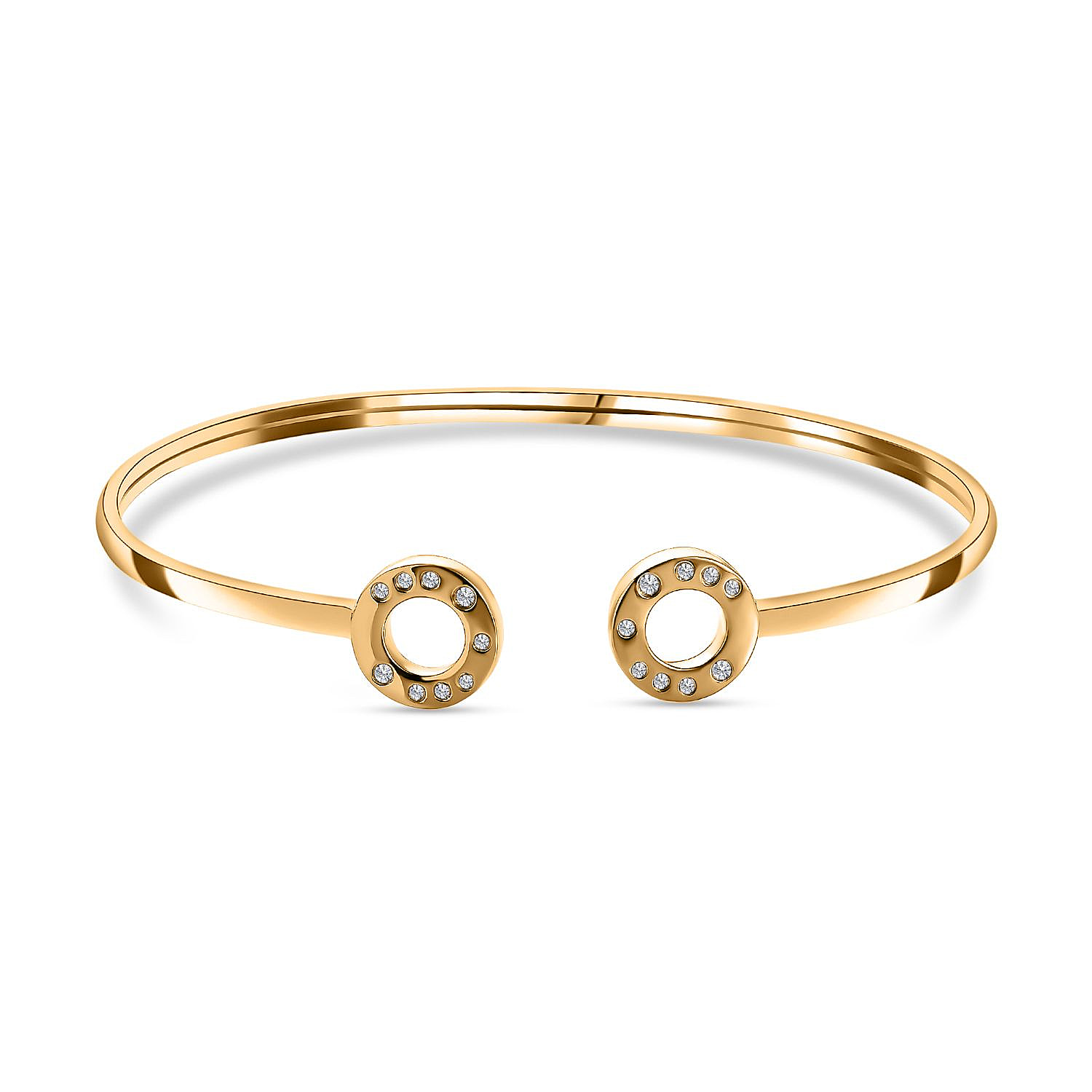 Moissanite Open Circle Bangle (Size 7.5) in YG Vermeil Plated Sterling Silver, Silver Wt  6.88 GM