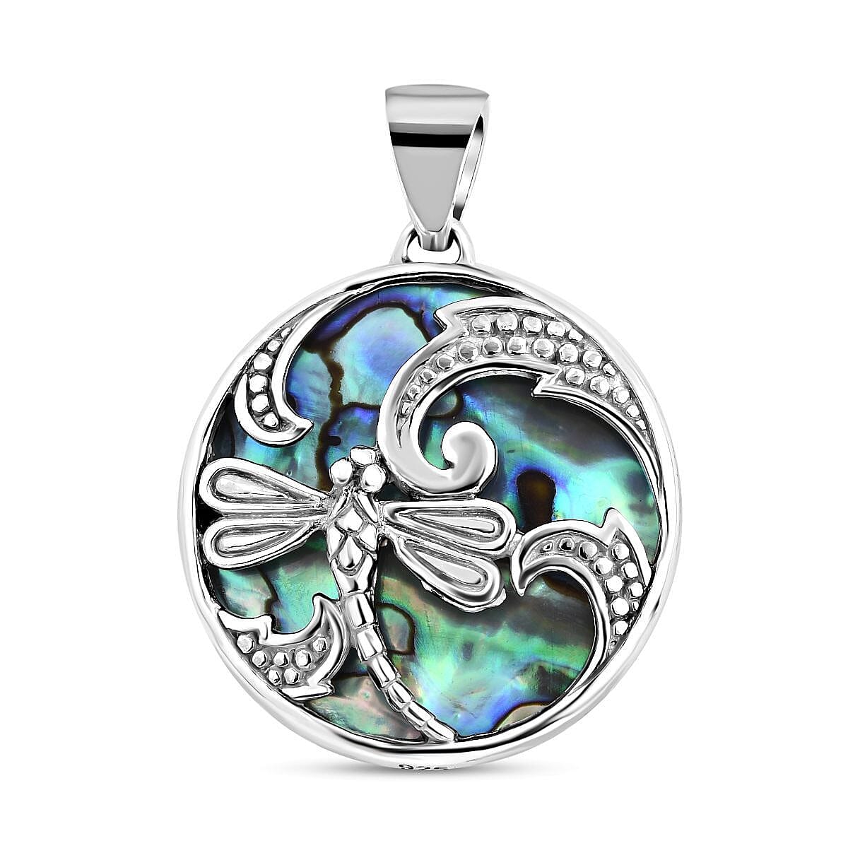 Royal Bali Collection - Abalone Shell Dragonfly Pendant in Sterling Silver
