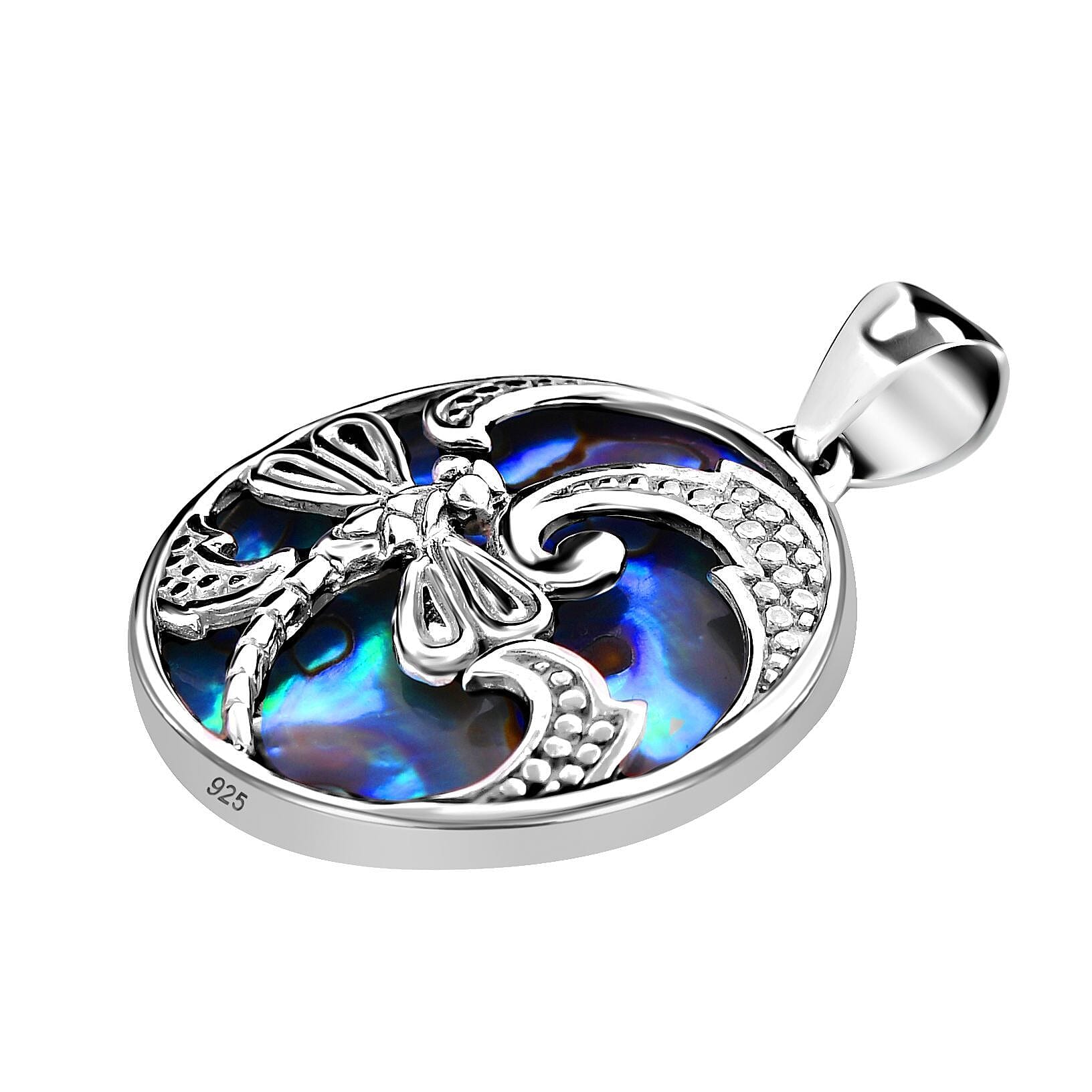 Royal Bali Collection - Abalone Shell Dragonfly Pendant in Sterling Silver