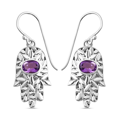 Royal Bali Collection - Amethyst Dangle Earrings in Sterling Silver 2.00 Ct, Silver Wt. 6.76 Gms Royal Bali Collection - Amethyst Dangle Earrings in Sterling Silver 2.00 Ct, Silver Wt. 6.76 Gms