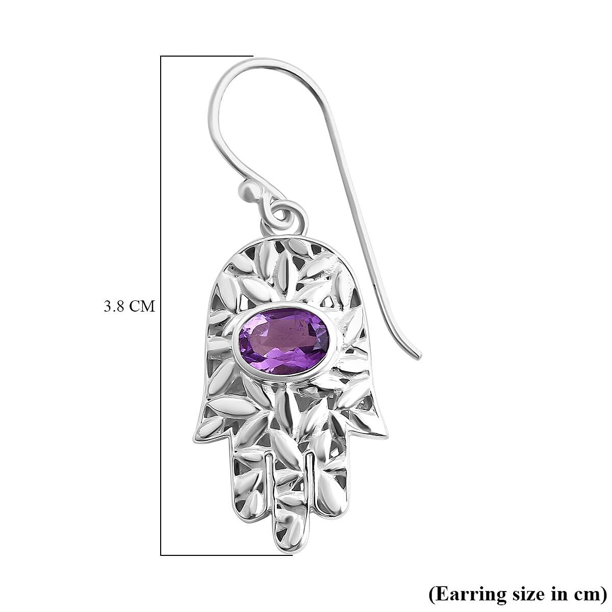Royal Bali Collection - Amethyst Dangle Earrings in Sterling Silver 2.00 Ct, Silver Wt. 6.76 Gms