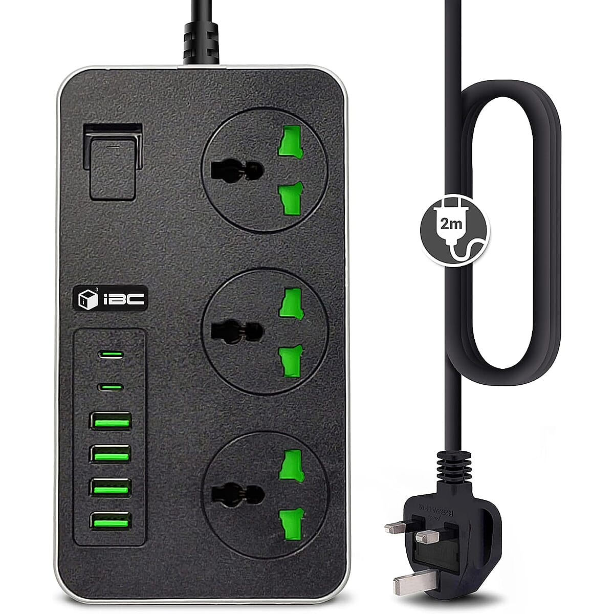 iBLOCKCUBE Power Hub- 3 Power Sockets, 4 USB Ports & 2 USB-C Ports, Fireproof, Flame Retardant, Strip Surge Protector, Wall Adapter. 2 Year Warranty