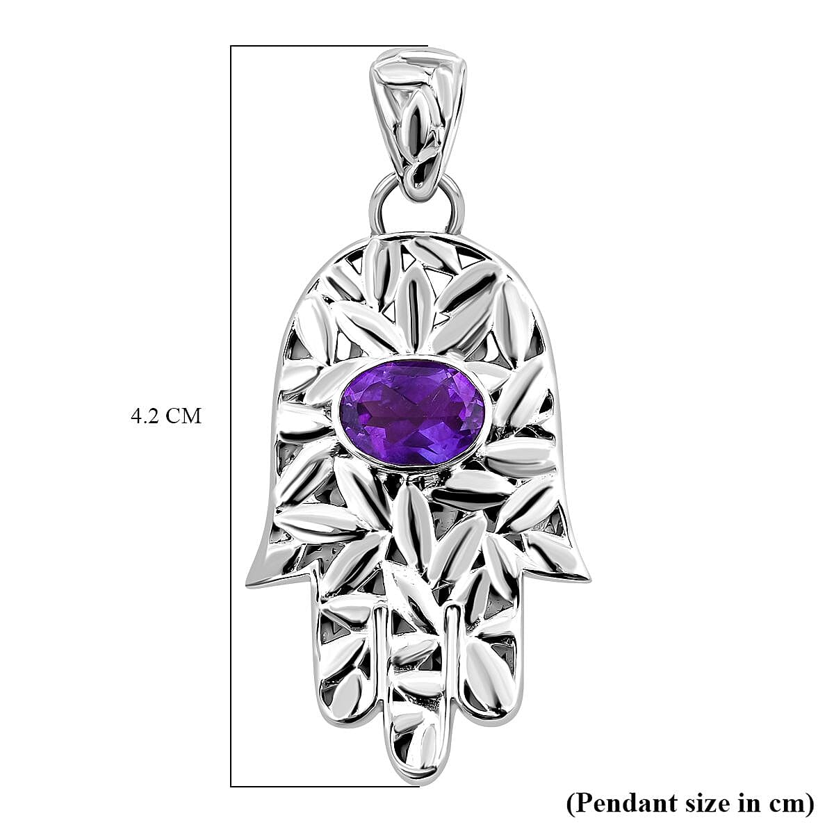 Royal Bali Collection - Amethyst Pendant in Sterling Silver, Silver Wt. 6.11 Gms