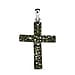 Green Diamond Cross Pendant in Platinum Overlay Sterling Silver 0.33 ct
