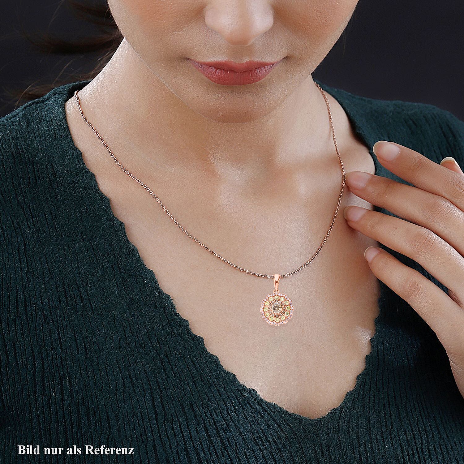 Red Carpet- 10K Rose Gold SGL Certified Natural Champagne ,Pink and Yellow Diamond Pendant 1.00 Ct.