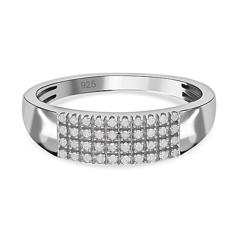 Diamond Ring in Platinum Overlay Sterling Silver 0.25 Ct.