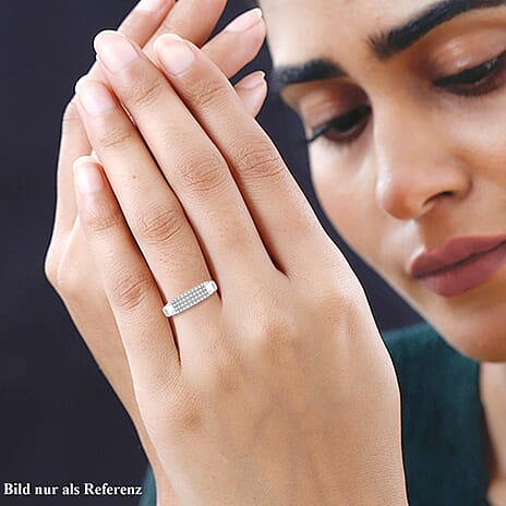 Diamond Ring in Platinum Overlay Sterling Silver 0.25 Ct.