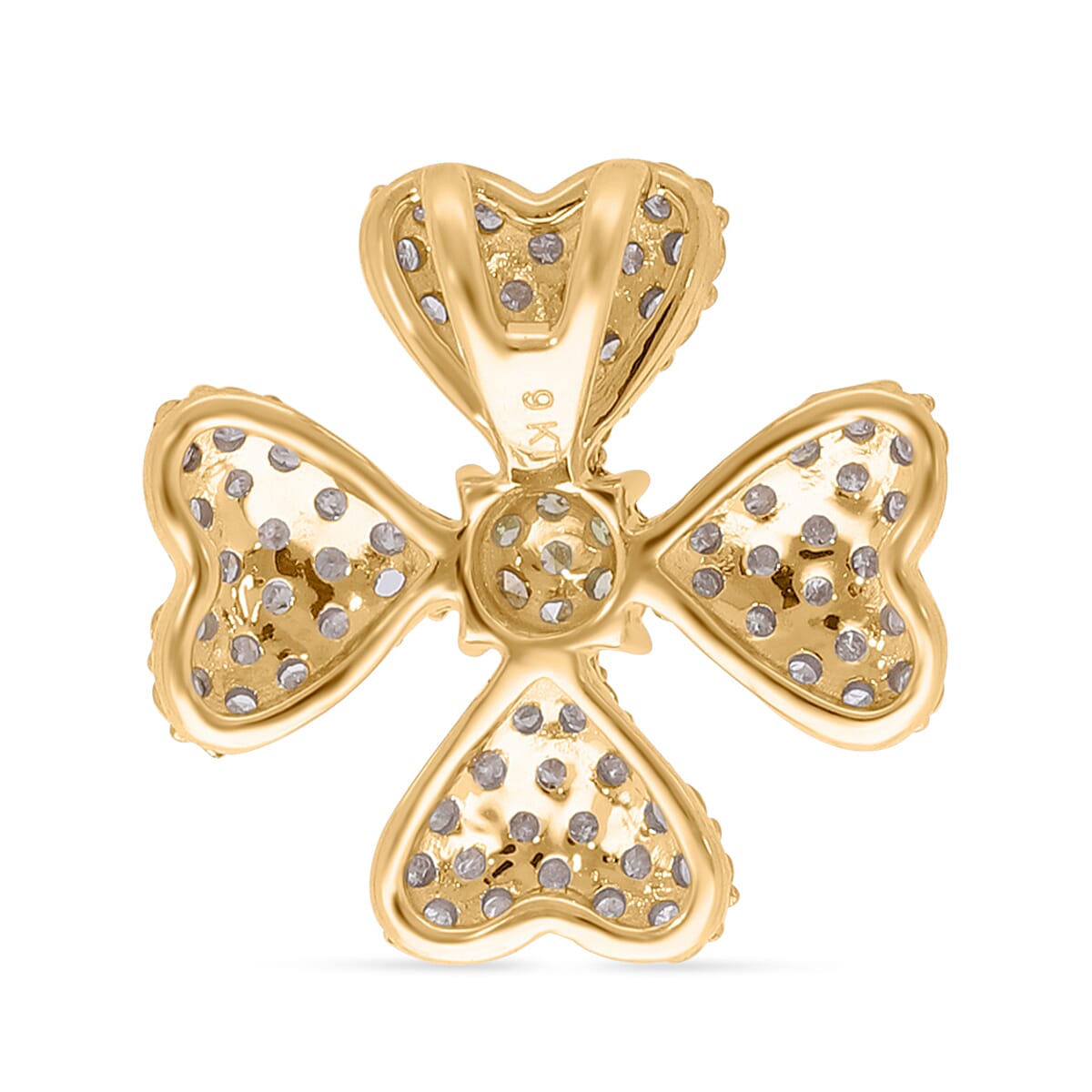 Designer Inspired - 9K Yellow Gold Natural Yellow Diamond & White Diamond Clove Pendant 0.51 Ct
