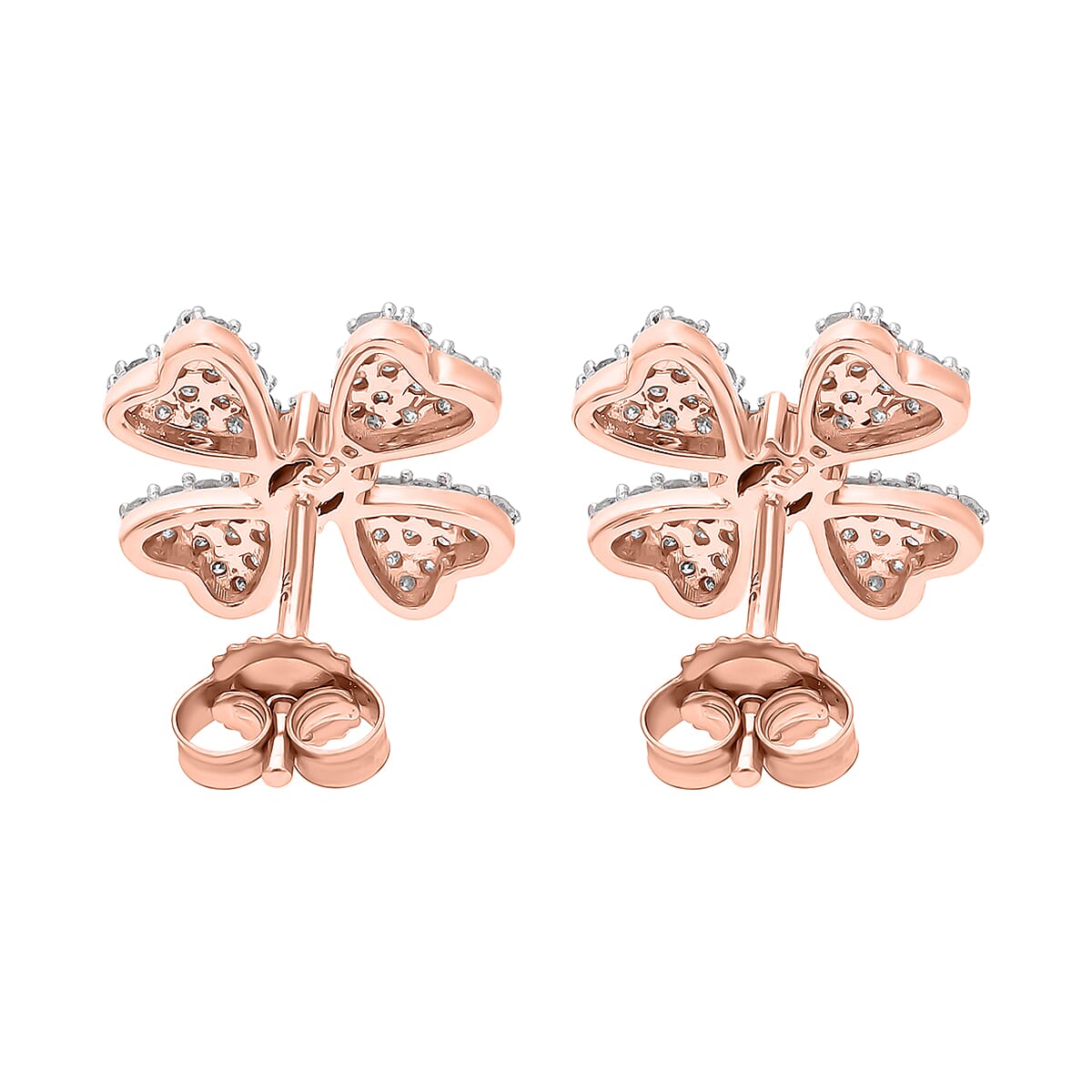 9K Rose Gold Pink Diamond & White Diamond Clove Earrings 0.52 Ct